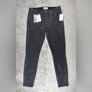 Paige Verdugo Ankle Jeans Womens 30 Black Sterling Dark Slim Coated Waxed Skinny